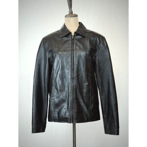 Fionte Italian Black Leather Mens Bomber Jacket XS #1-0164 Italy